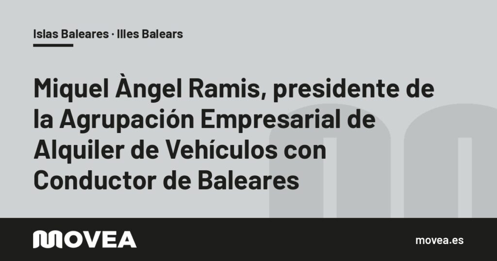 Tarjeta de MOVEA con el nombramiento de Miquel Àngel Ramis como presidente de la agrupación VTC de Baleares